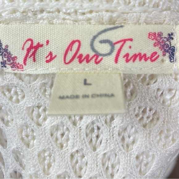 Lace Back Vented Sweater Long Sleeve Cream Size Large - Picture 7 of 8